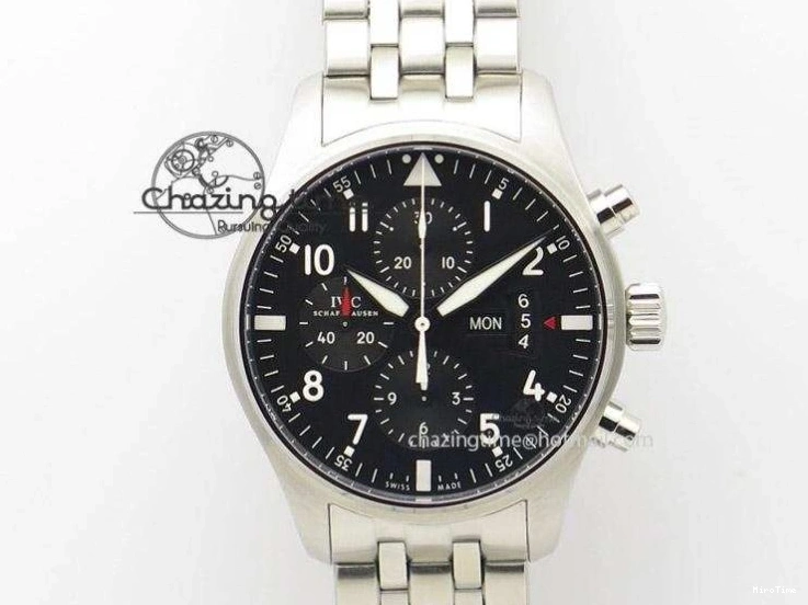 MIROTIME 1225 Pilot Chrono SS IW387809 ZF 1:1 Best Edition Silver Dial Blue Numbers On Blue Leather Strap A Lightweight 7263